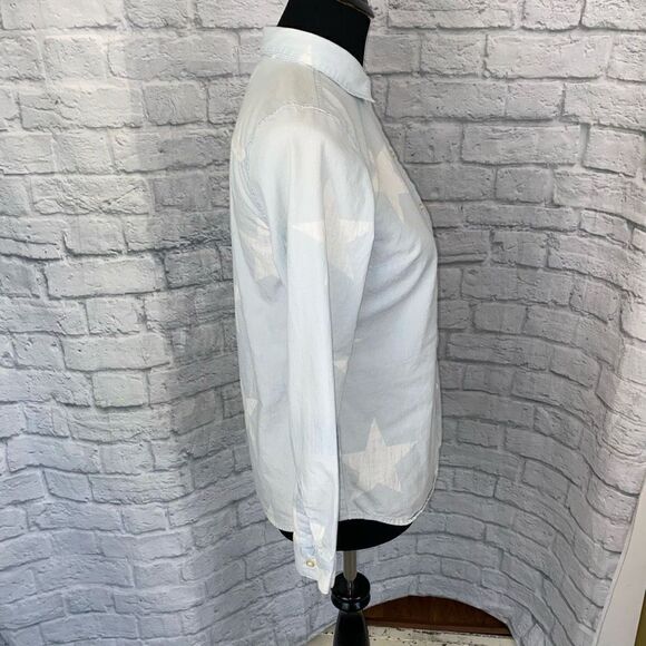 Old navy classic denim button down star print shirt women size XS blue/white - Picture 5 of 10